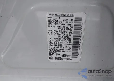 2013 Nissan Rogue S z USA, uszkodzony, nr VIN JN8AS5MV1DW633776